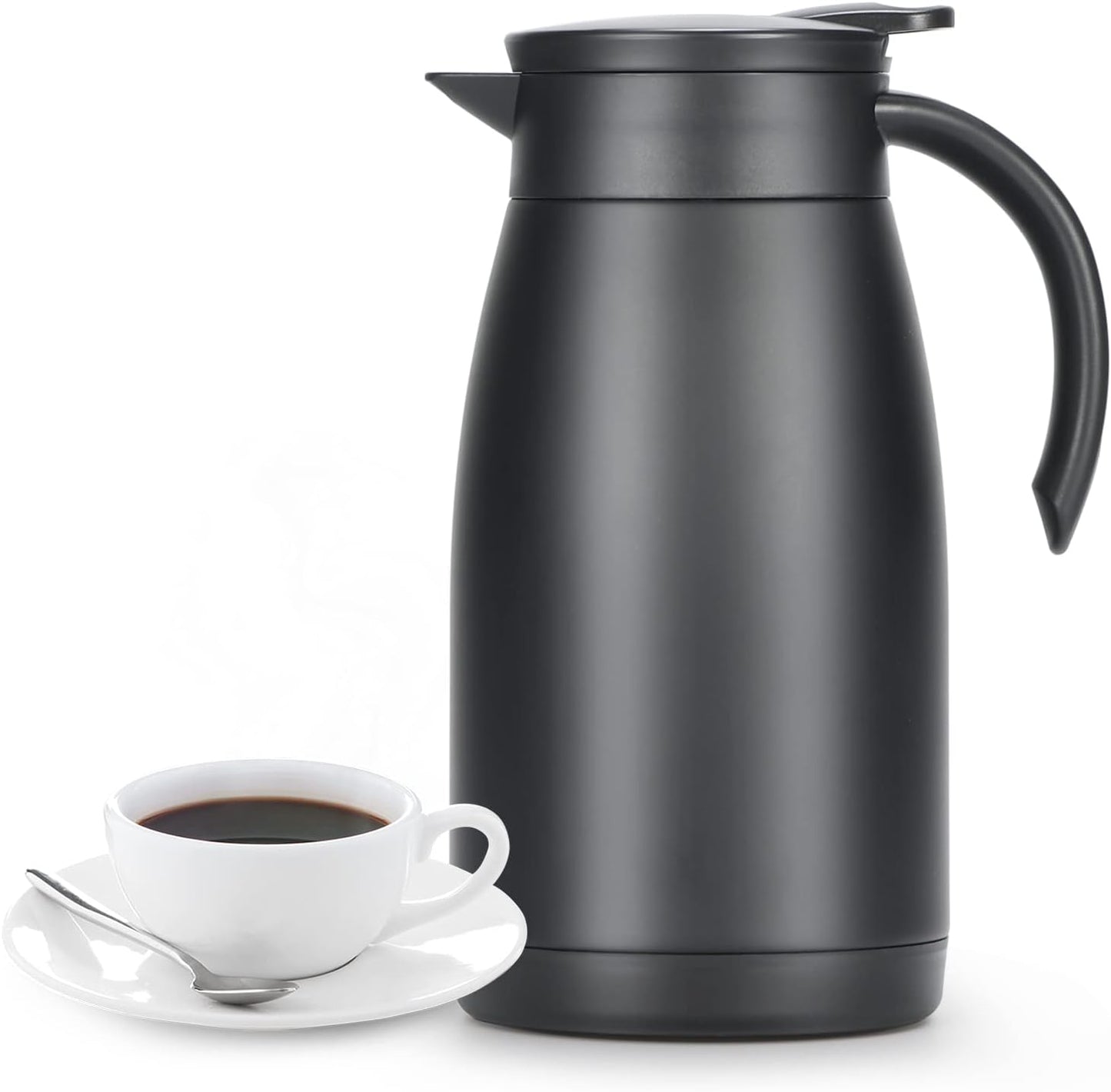 34 Oz Thermal Carafe, Insulated Stainless Steel Coffee Carafes for Keeping Hot Coffee & Tea for 12 hrs and Cold for 24 hrs, 1L/Black
