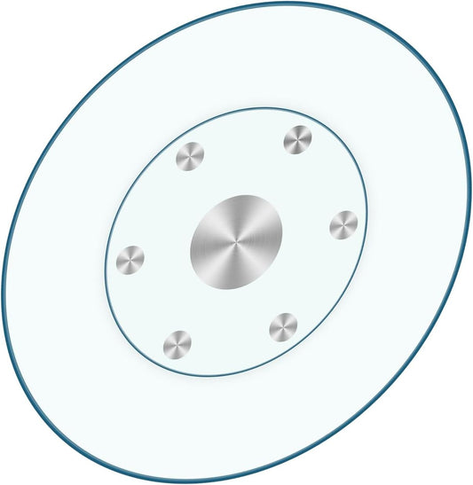 30-Inch Lazy Susan Turntable for Dining Table, Tempered Glass, 360° Rotation, Anti-Tip Design with 6 Rotating Wheels, Perfect for Parties, Weddings, and Family Dinners (30 inch)