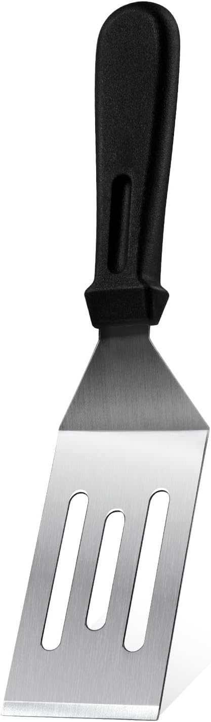 Metal Spatulas 1 PC, Stainless Steel Spatula with Heat Resistant Handle, 9.8 Inch Stainless Steel Spatula Ideal for Desserts, Pancakes, Eggs, Griddle Scraper or BBQ