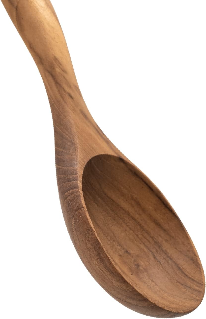 FAAY Short Handle Ladle, Eco Friendly Wooden Kitchen Tool, Hand Carved Unique Grain Server Gravy Ladle