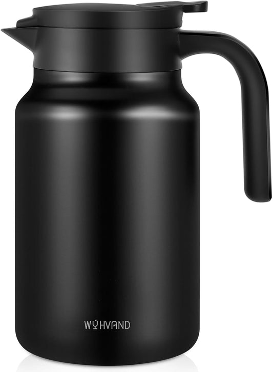 51Oz Thermal Coffee Carafes For Keeping Hot/Cold, Stainless Steel Coffee Carafe, Dustproof Insulated Water Carafe for Party/Home,Black