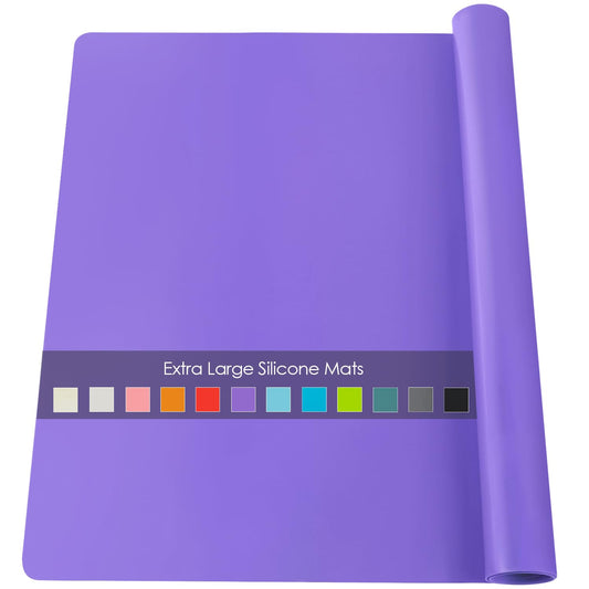 Extra Large Silicone Mats For Kitchen Counter, 27.6'' x 19.7'' Nonskid Silicone Placemats for Kids, Nonstick Purple Silicone Mat for Baking Crafts, Silicone Dab Mat Heat Resistant, 1Pack