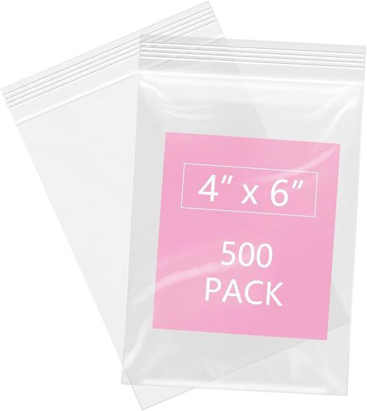 iMailer - 500 Pcs- 4" x 6" Clear Small Zip Bag - Reclosable Zip Plastic Poly Bags 2 Mil with Resealable Lock Seal Zipper for Photo, Jewelry, Bakery, Treats, Party Favors