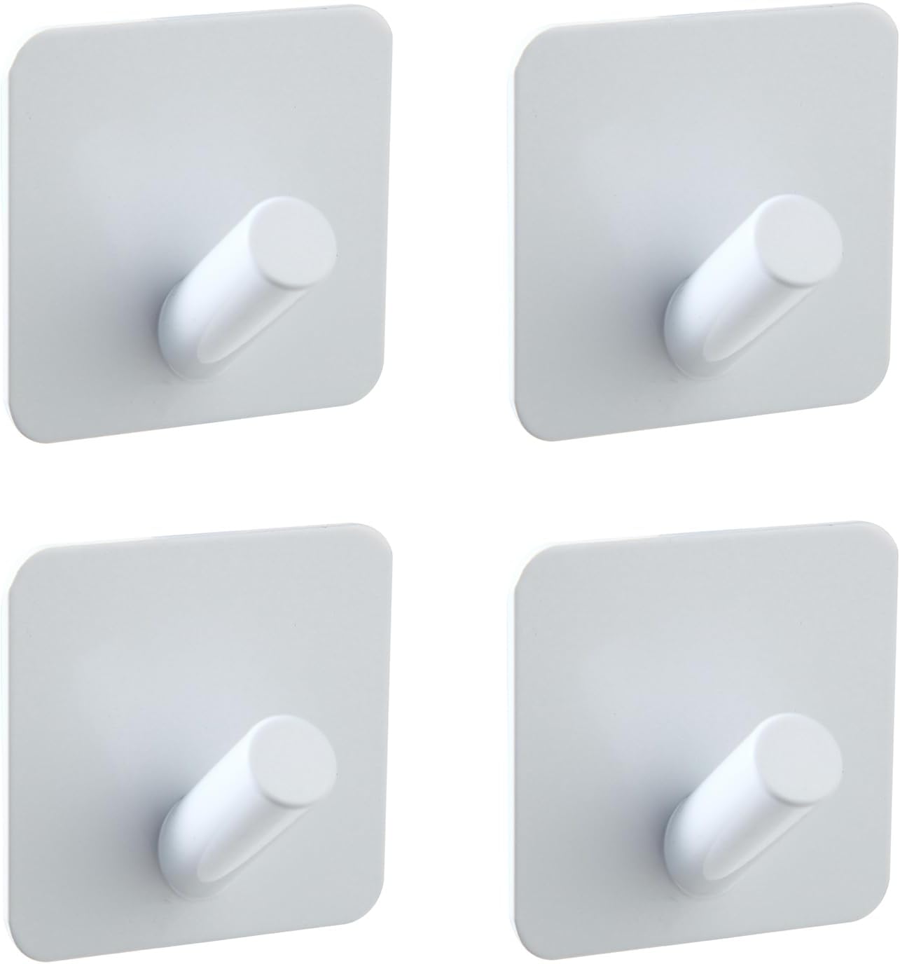 Aluminum Wall Hooks, No Drill Damage-Free Adhesive Hook, Product for Hanging Heavy Duty for Bathroom Kitchen Home (Slanting Square White Hook, 4)