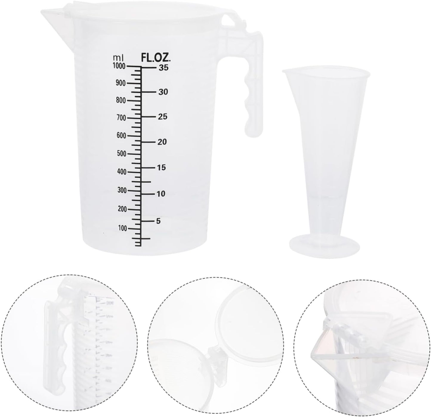 iplusmile 2Pcs Plastic Measuring Cups with Lids Liquid Measuring Jug Set 6.88X6.69X4.52 Inches Kitchen Tools for Motor Oil and Cooking
