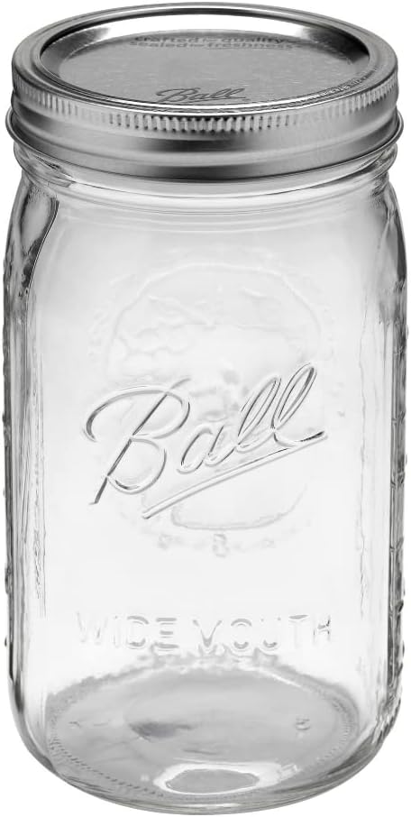 Ball Quart (32oz) Jar with Silver Lid, Wide Mouth, 1 Jar