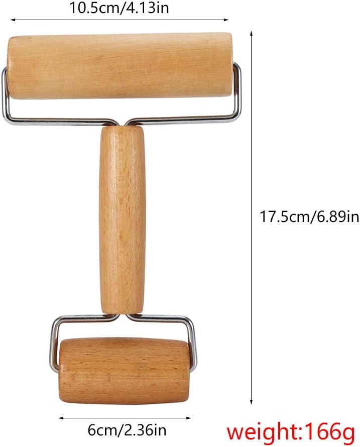 Watris Veiyi Small Rolling Pin, Wooden Dough Roller, Non-Stick Pizza Roller, Dough Baker Roller Set for Home Kitchen Baking Cooking(4.13in, 2.36in)…