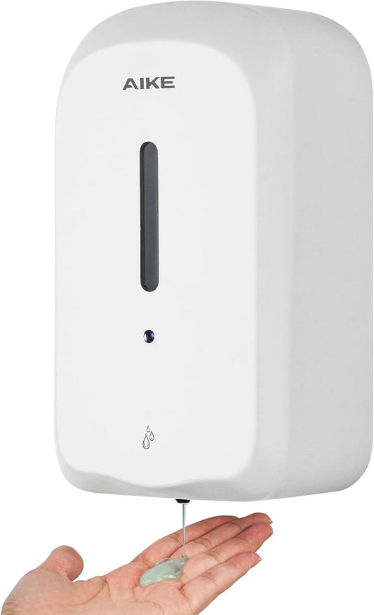 AIKE 33.8oz Automatic Wall Mount Liquid Soap Dispenser with Commercial ABS Construction, Model AK1226S(White)