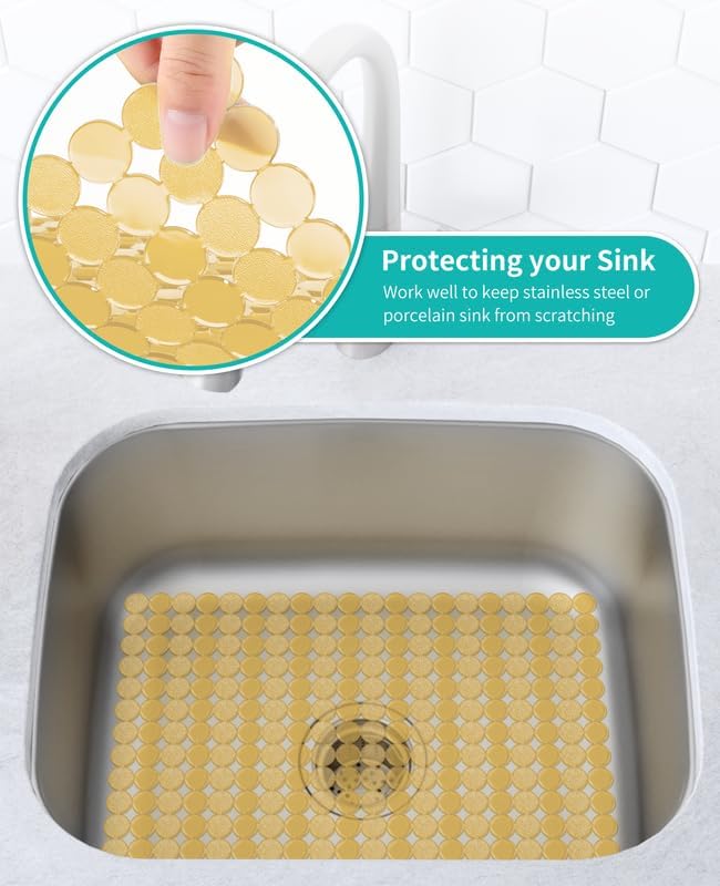 Bligli 2-Pack Kitchen Sink Mat: PVC Eco-Friendly Adjustable Sink Protector | Sink liner Pad | Dish Drying Mats, Easy to Clean & DIY Cut | 15.7 x 11.8 inch (Brown)