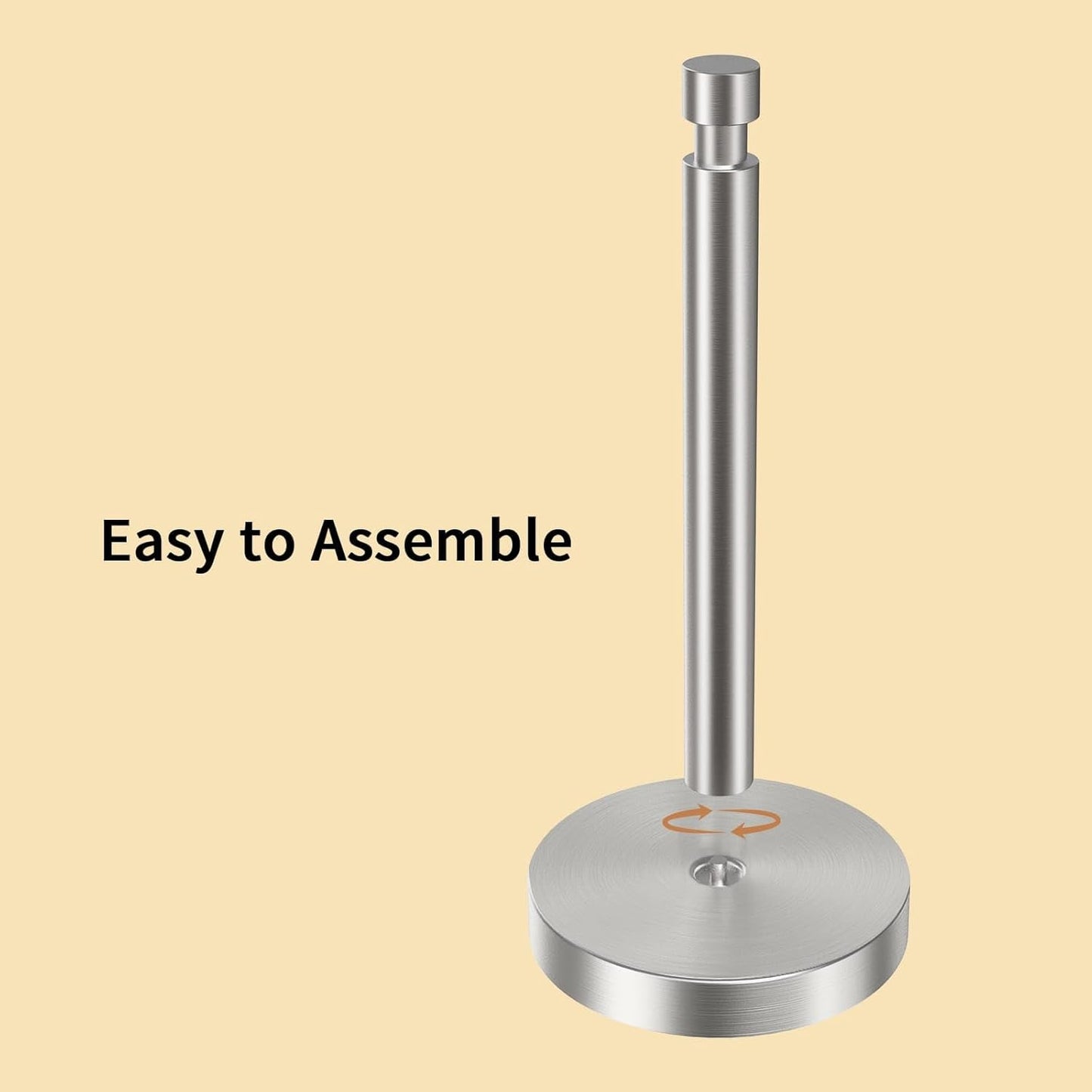 Paper Towel Holder Countertop, Black Paper Towel Holder with Weighted Base Non Slip, Standing Paper Towel Roll Holder for Kitchen Bathroom, Easy One-Handed Operation, Stainles Steel (Brushed Nickel)