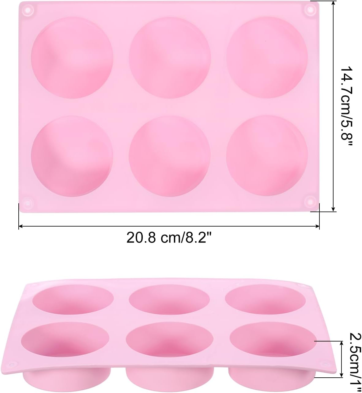 uxcell 4pcs Silicone Muffins Pan, 6 Cup Silicone Cupcake Pan Nonstick Baking Tray for Muffins, Cupcakes, Dishwasher Safe, Pink