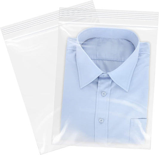 12" x 18"(100 Count) Large Zip Plastic Poly Bags - 2 Mil Clear Reclosable Zipper Bags for Prints, Photos, Documents, Clothing, T-Shirt, Storage