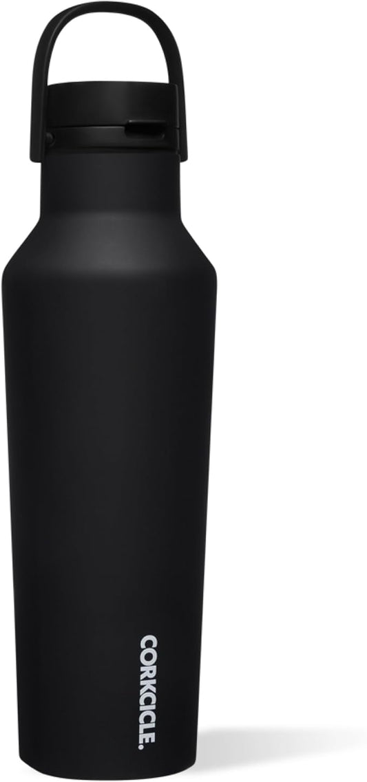 Corkcicle Sport Canteen - Keeps Drinks Cold 25 Hours - Stainless Steel Water Bottle - Triple-Insulated - Spill-Proof - Summer Drinkware Gift - Keeps Drinks Ice Cold - 20 oz - Matte Black