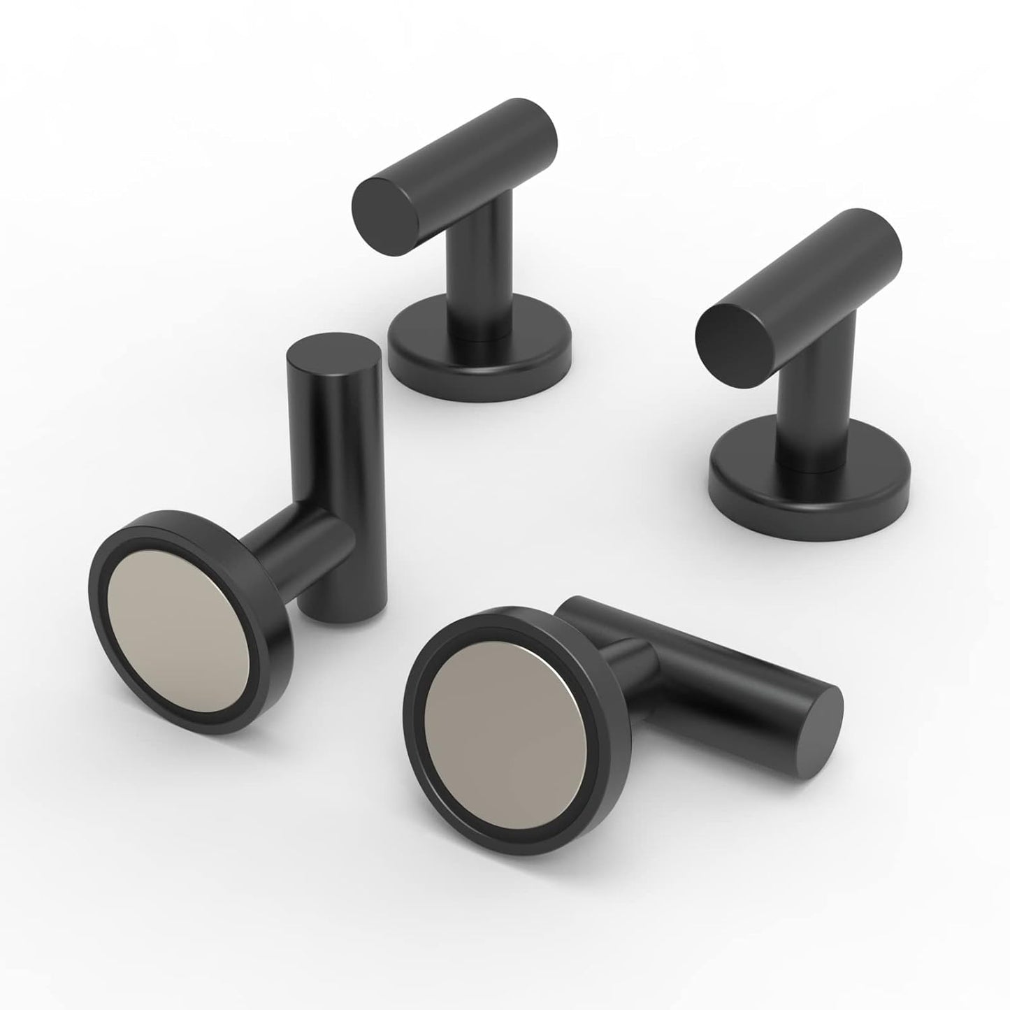 Magnetic Hooks Coat Magnet Hooks for Hanging,Magnetic Hooks Heavy Duty with Rare Earth Neodymium for Pot Holder,Grill,Refrigerator,Home,Kitchen,Workplace or Office.Pack of 4,Black