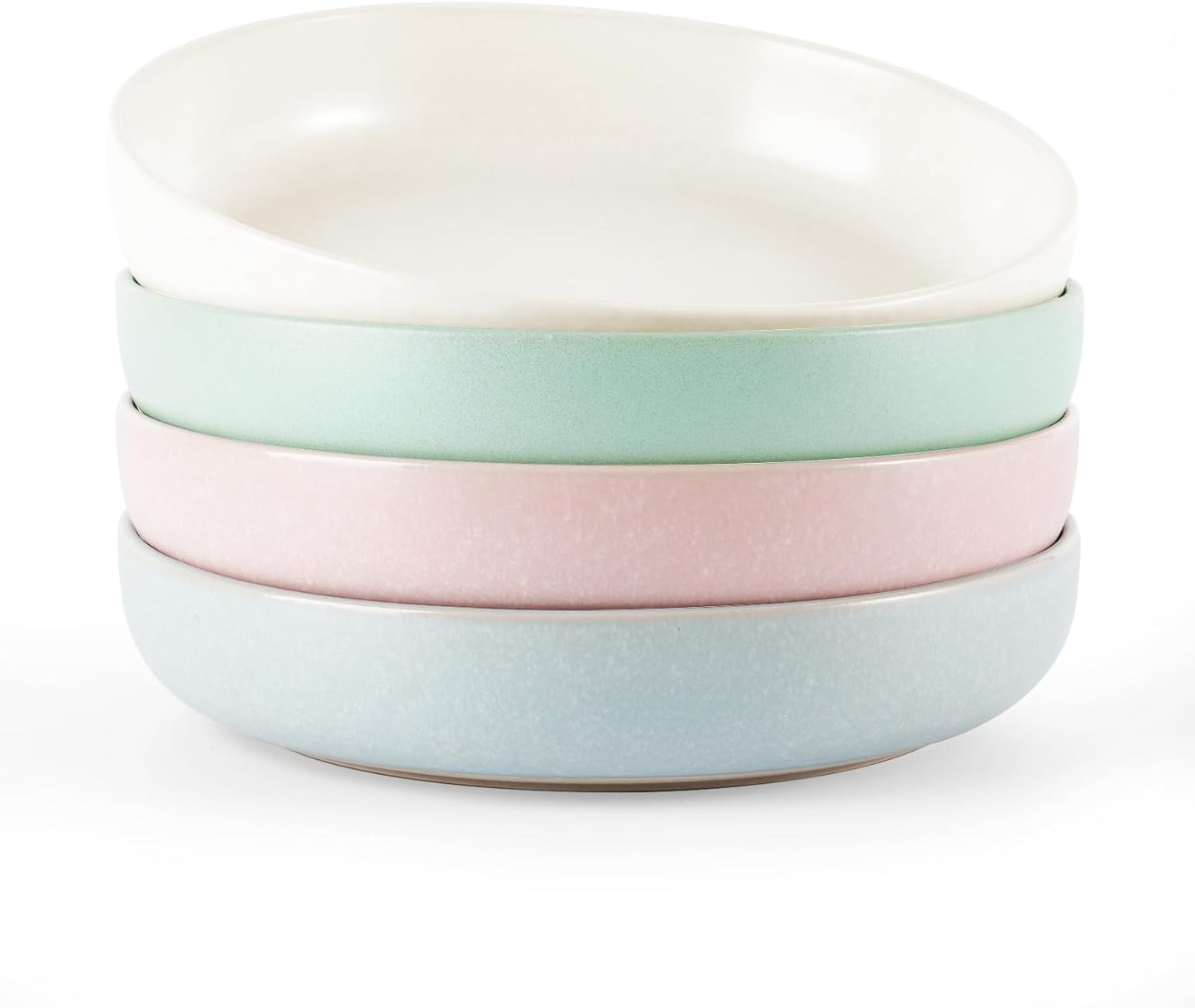 famiware Milkyway Pasta Bowls Set of 4, 8.5" Large Salad Bowls, Double Reactive Glaze, Sturdy & Stackable, Ideal for Housewarming, Festivals, Matte Multi-color