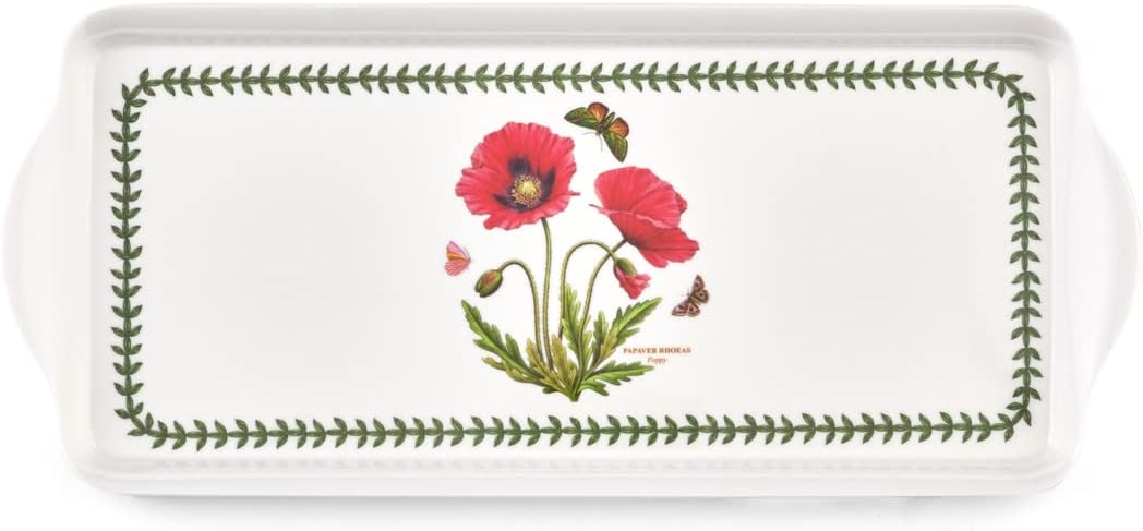 Pimpernel Botanic Garden Sandwich Tray, Vibrant Poppy - Durable Melamine Serving Platter for Indoor & Outdoor Use - Decorative Servware for Crudité & Appetizer Tray, Dishwasher Safe (15" x 6.5")