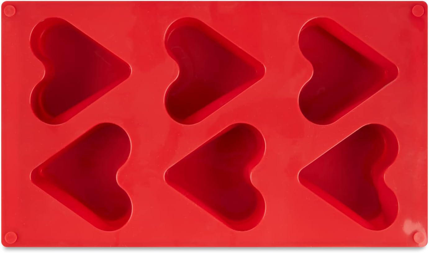 AME D'ESSENCE Heart Shaped Silicone Baking Mold - Non-Stick, Flexible, 6-Cup Capacity (4.4 oz), Reusable and Food-Grade - Perfect for Cakes, Muffins, Mousse, and More!