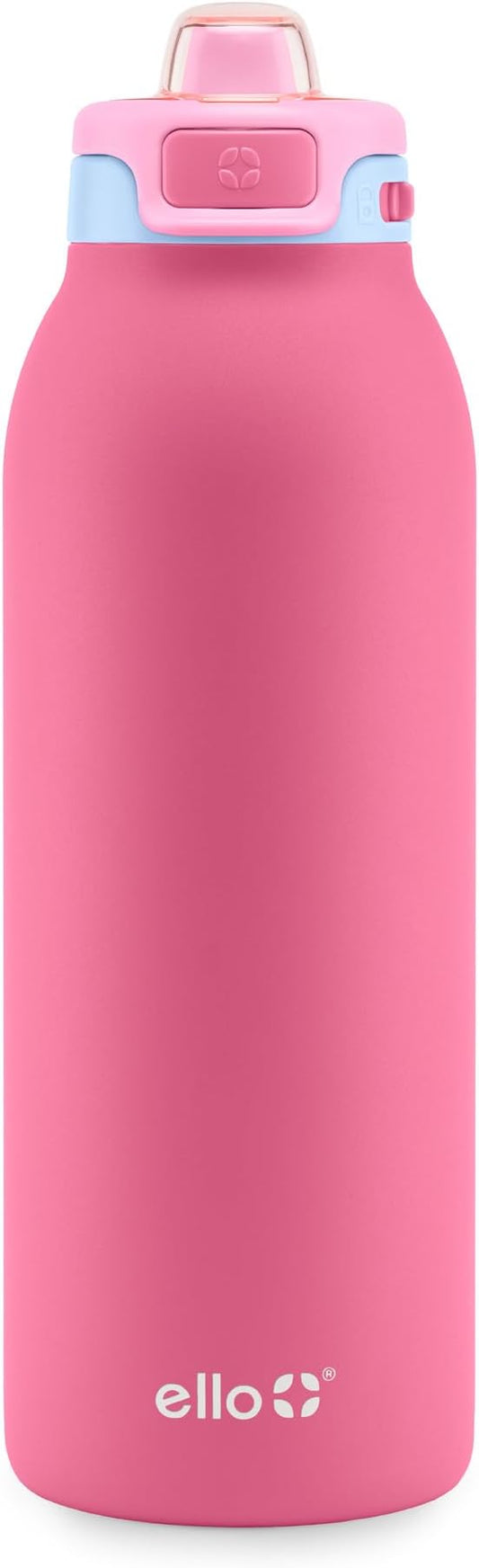 Ello Pop & Fill Stainless Steel Water Bottle with Quick Fill Technology, Double Walled Vacuum Insulated Metal, Leak Proof Locking Lid, Sip & Chug, BPA Free, Holiday Gift for Him Her, 22oz, 32oz, 40oz
