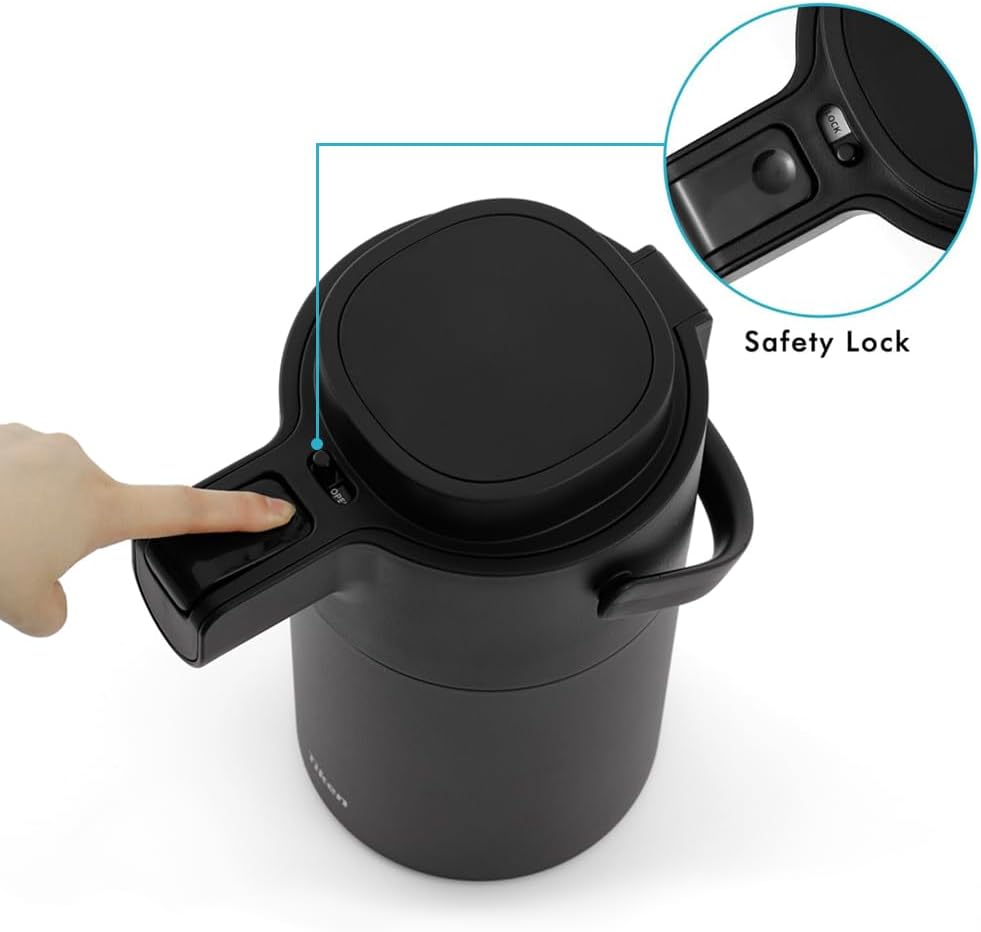 Airpot Coffee Dispenser with Pump - Coffee Carafes for Keeping Hot - Beverage Dispenser - 102oz/3L Thermal Coffee Carafe for Hot Liquids - Stainless Steel Insulated Coffee Thermos Carafe