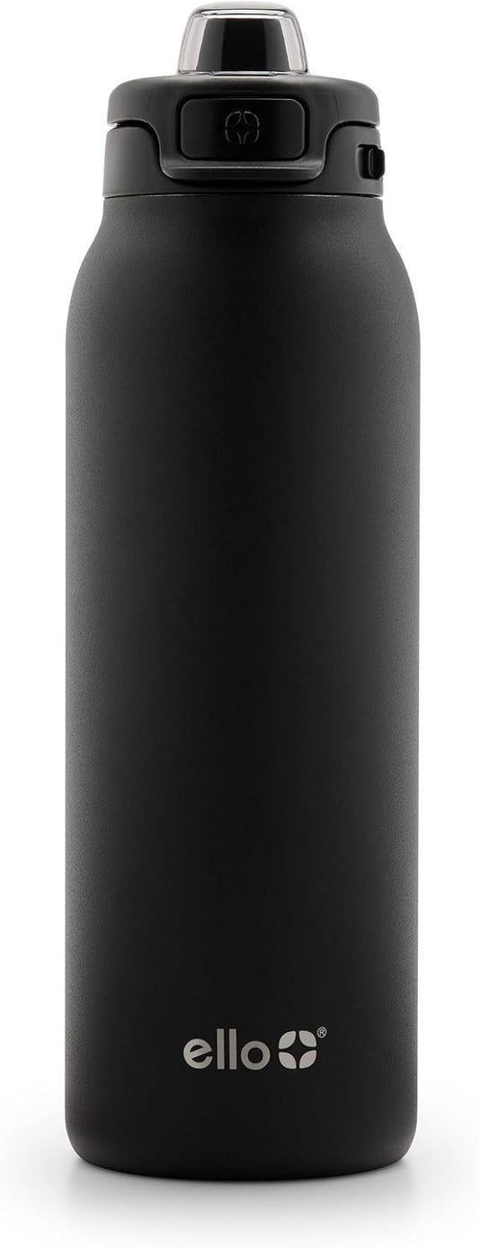 Ello Pop & Fill Stainless Steel Water Bottle with Quick Fill Technology, Double Walled Vacuum Insulated Metal, Leak Proof Locking Lid, Sip & Chug, BPA Free, Holiday Gift for Him Her, 22oz, 32oz, 40oz