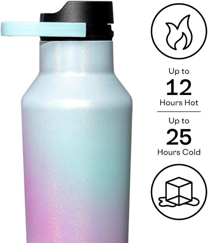 Corkcicle Classic Sport Canteen - Insulated Stainless Steel Water Bottle - Compact & Travel-Friendly - Durable - Dishwasher Safe - BPA Free - Non-Slip Silicone Base - 20 oz - Unicorn Wonderland