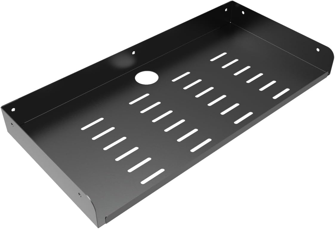 JINGCHENGMEI Metal Floating Wall Mounted Shelf Bracket for AV, TV Accessories, WiFi Router, TV Box, Cable Boxes, DVD Player, Games Consoles or Other Small Projectors (16.6 inches Width)