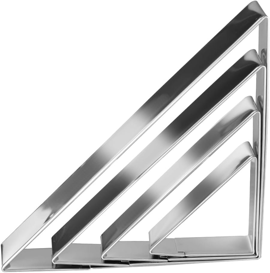 Triangle Cookie Cutter Set 45/90 Degree Stainless Steel Half Square Right Angle Triangle Geometric Frame Plaque Cookie Cutters Shapes Molds - 1 Inch Depth (4 Sizes)
