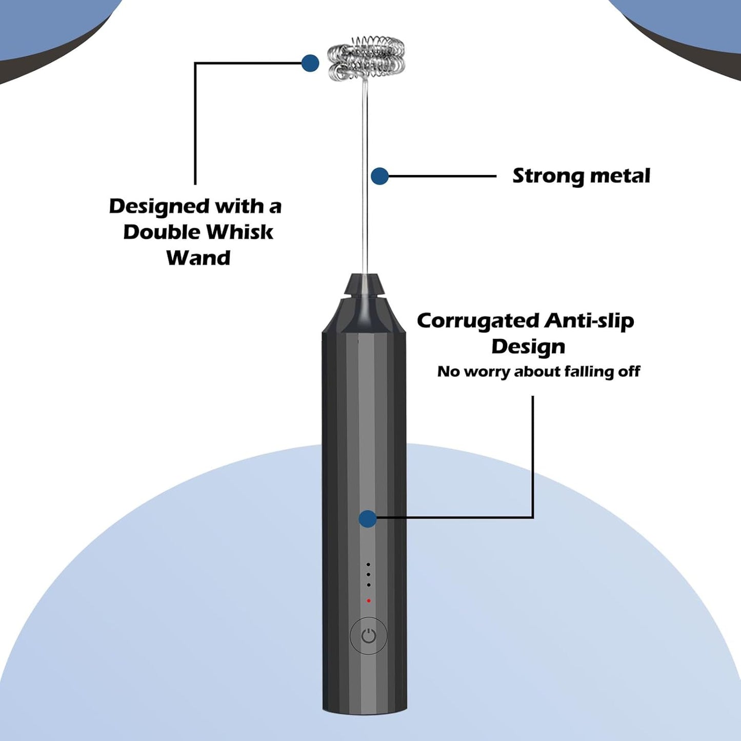 Milk Frother-Handheld Electric Whisk for Coffee, Latte, Matcha, and Hot Chocolate (Plastic body-Built in 1200mAh lithium battery, USB rechargeable) Drink Mixer Handheld, Lightweight & Portable