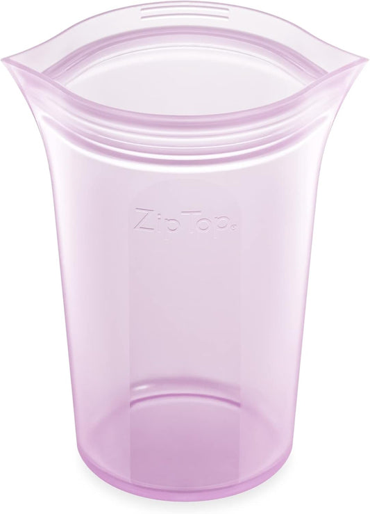 Zip Top Reusable Food Storage Bags | Medium Cup [Lavender] | Silicone Meal Prep Container | Microwave, Dishwasher and Freezer Safe | Made in the USA