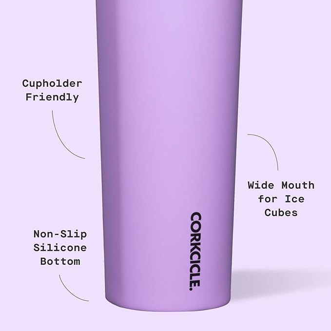 Corkcicle Sport Canteen - Keeps Drinks Cold 25 Hours - Stainless Steel Water Bottle - Triple-Insulated - Spill-Proof - Summer Drinkware Gift - Keeps Drinks Ice Cold - 32 oz - Sun-Soaked Lilac