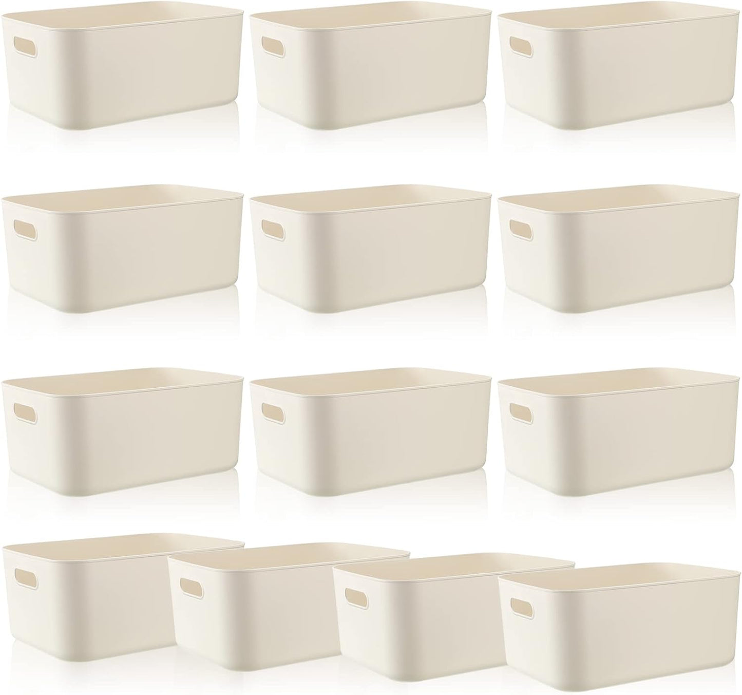 Zopeal Plastic Storage Bins 10 Pcs White Pantry Organizer Bins Small Baskets Storage Containers for Home Kitchen (14 x 10.5 x 6.4 Inch)