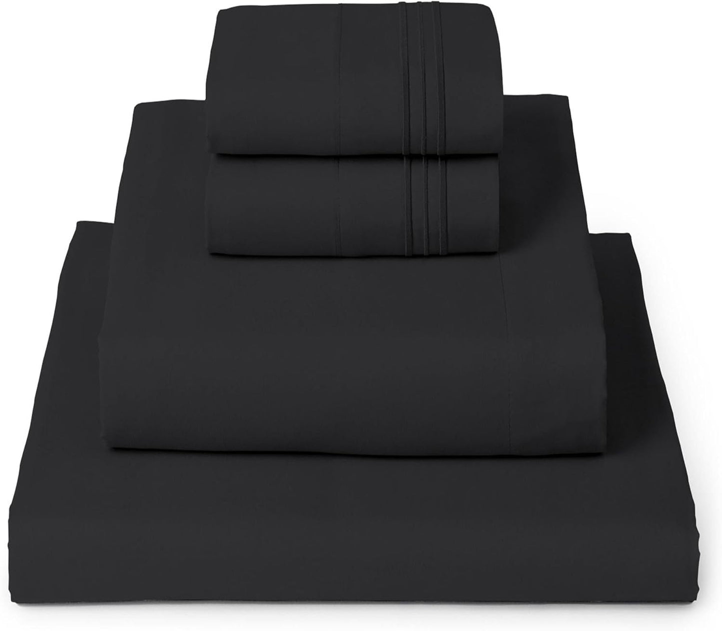 Mellanni Full Sheets Set - 4 PC Iconic Collection Bedding - Hotel Luxury, Extra Soft, Cooling Bed Sheets - Wrinkle, Fade, Stain Resistant (Full, Black)