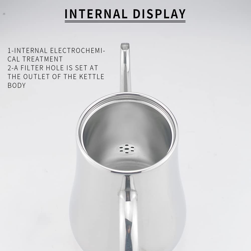 SANQIAHOME Stainless Steel Teapot with strainer Tea Pot With Removable Infuser or filter for Loose Leaf and Tea Bags cold water Pitcher Tea Maker Dishwasher Safe (silver, 1550ml(51Oz))