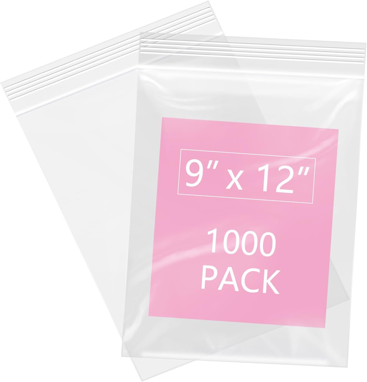iMailer - 1000 Pcs- 9" x 12" Clear Zip Bags - Reclosable Plastic Zip Poly Bags for A4, Letter Sized Documents, Clothing