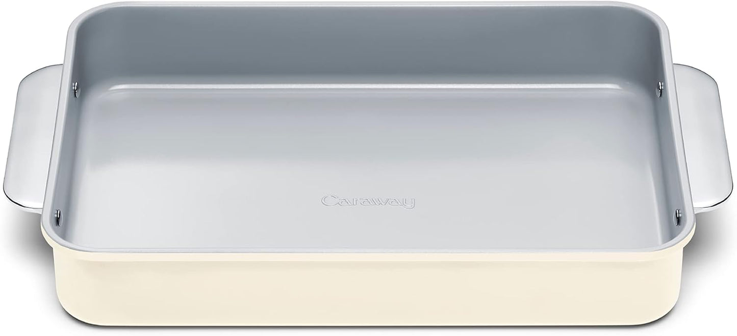 Caraway Non-Stick Ceramic 9”x13” Rectangle Pan - Naturally Slick Ceramic Coating - Non-Toxic, PTFE & PFOA Free - Perfect for Brownies, Lasagnas, and More - Cream