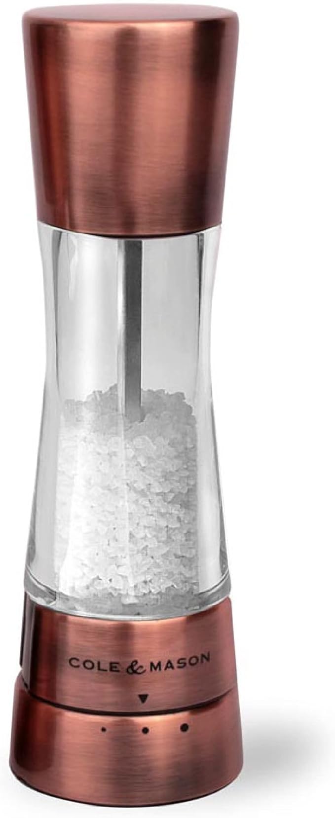 COLE & MASON Derwent Salt Grinder - Copper Mill Includes Gourmet Precision Mechanism and Premium Sea Salt