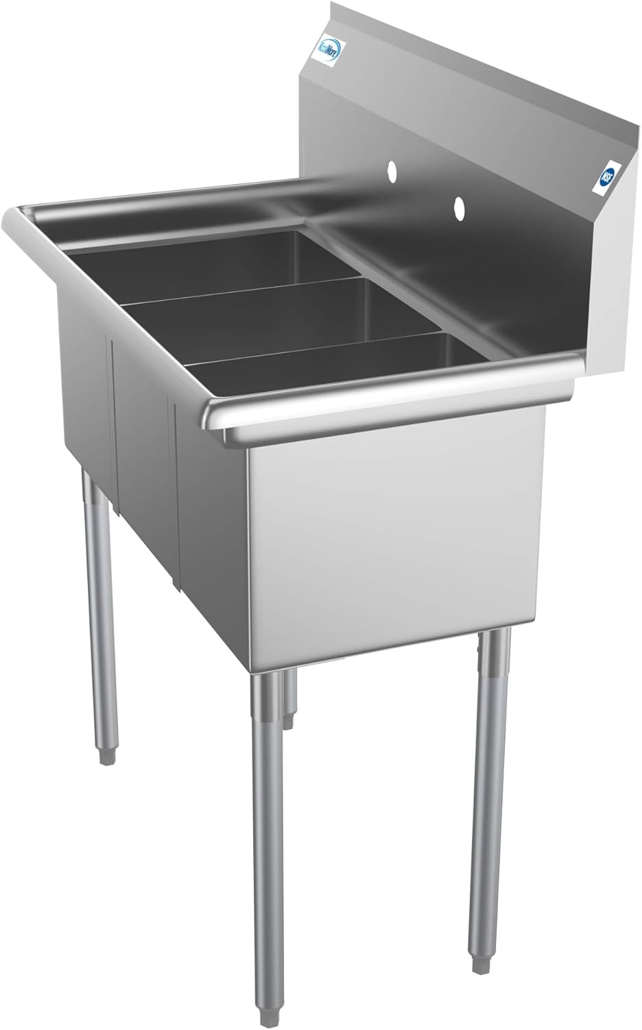 KoolMore 36" 3 Compartment Stainless Steel Triple Bowl NSF Commercial Kitchen Sink - Bowl Size 10" x 14" x 10"