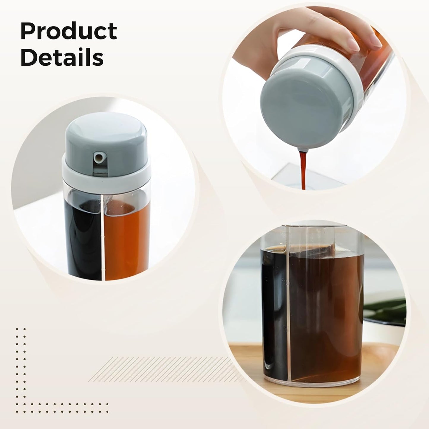 2 Pcs 2-in-1 Plastic Spice Containers, Leak-Proof Seasoning Dispensers for Oil, Soy Sauce, Vinegar, with Adjustable Pour Spouts, Transparent, Space-Saving Design, 180 ml Capacity