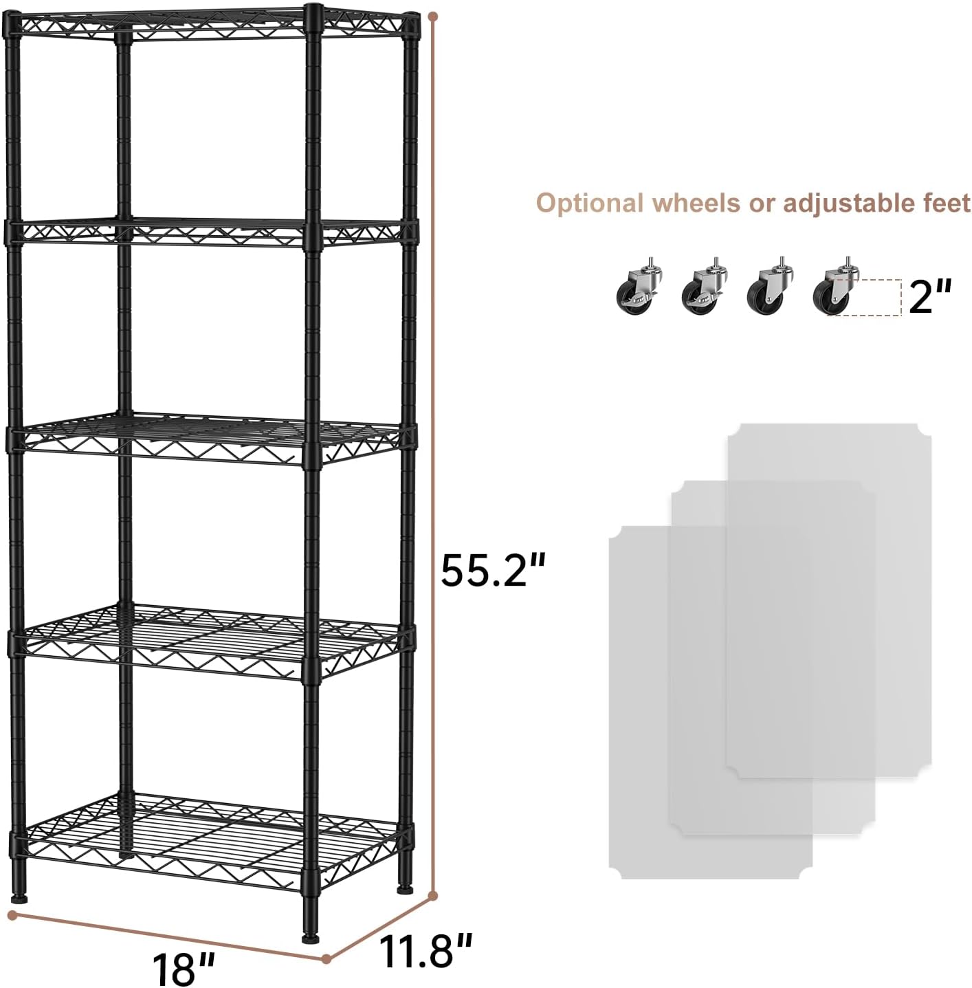 SINGAYE 5 Small Wire Shelves Kitchen Pantry Close Home Organizers and Storage Bathroom Shelf Laundry Room Organization Adjustable Book Metal Garage Shelving Unit