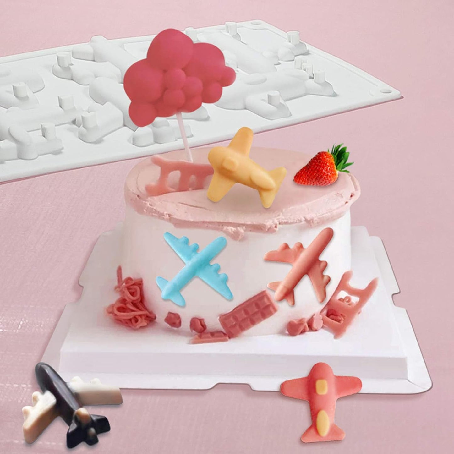 OCPO KITCHEN Airplane Silicone Molds for Baking Mousse Cake, French Dessert, Pastry, Ice Cream, Cake Decoration Mold, 3D Airplane Shape (6-Cavity)