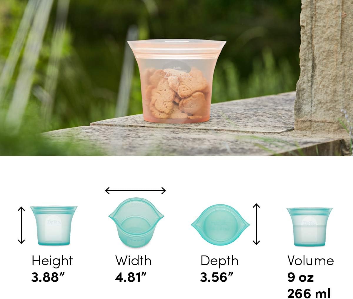 Zip Top Reusable Food Storage Bags | Short Cup [Lavender] | Silicone Meal Prep Container | Microwave, Dishwasher and Freezer Safe | Made in the USA