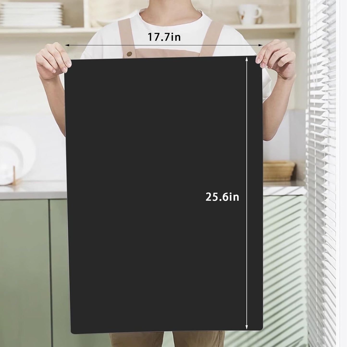 Silicone Placemats, Food-Grade Non-Slip Waterproof, Dining, Stain Resistant, Countertop Protector, Kitchen Counter Mat, Heat Resistant, Baking mat Dishwasher Safe (25.6"×17.7"-1pack Thicken Black)