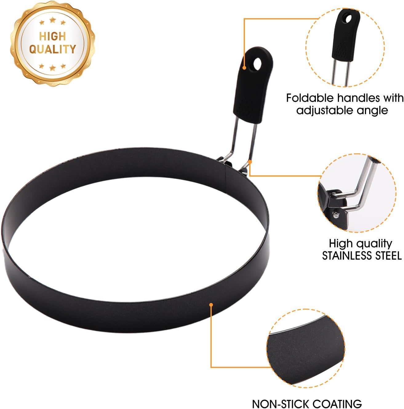 4 Pack Eggs Rings,Stainless Steel Round Breakfast Mold Tool Cooking,Round Egg Cooker Rings For Frying Shaping Cooking Eggs,Egg Maker Molds (6Pack)