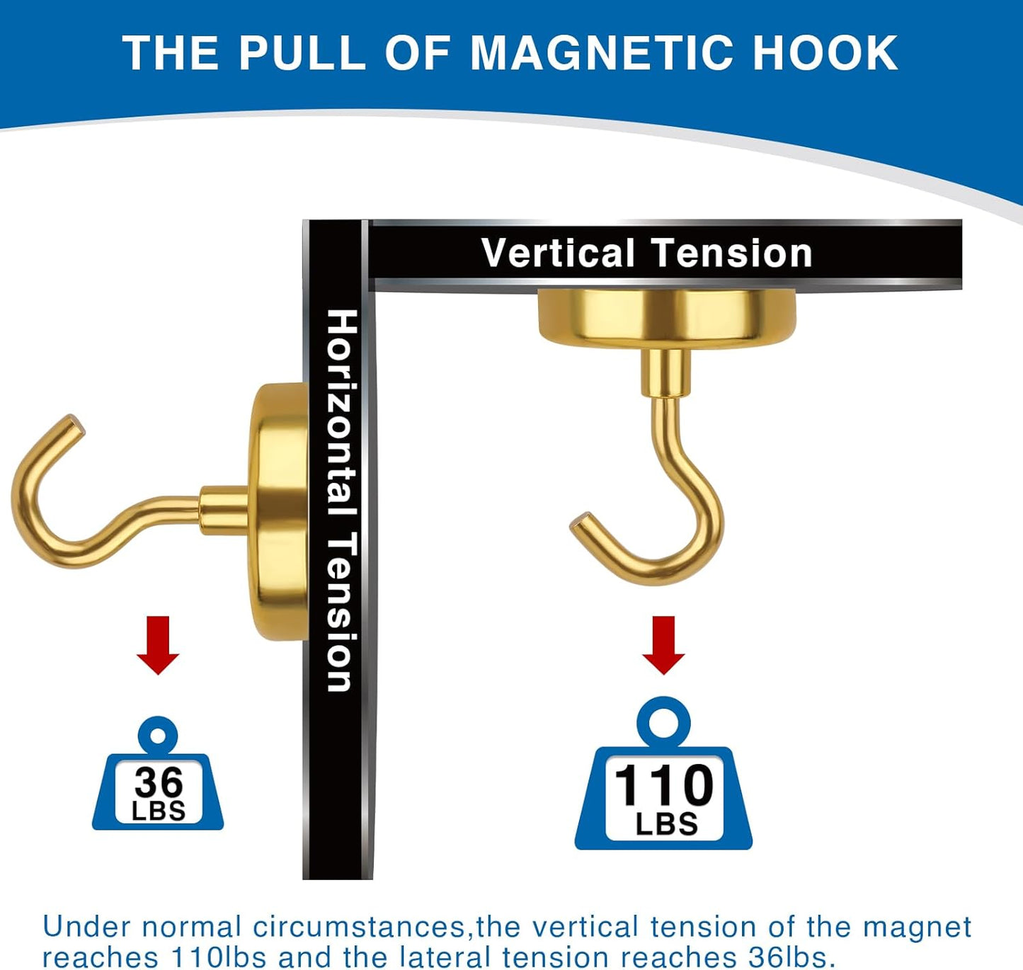 LOVIMAG Cruise Ship Essentials, 110Lbs Cruise Door Magnets, Yellow Cruise Magnetic Hooks, Magnetic Hooks Heavy Duty for Hanging Celling, Grill, Refrigerator Kitchen-6 Pack
