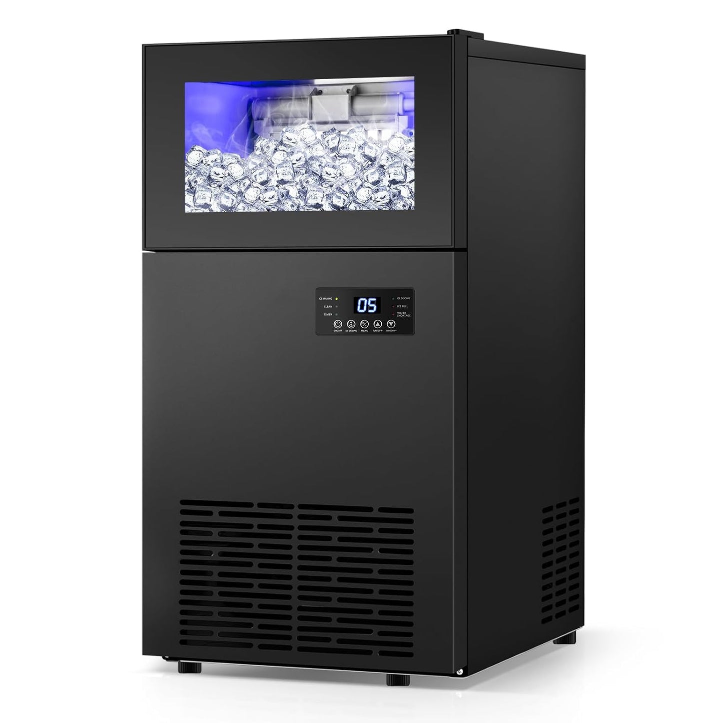 Commercail Ice Maker 130Lbs/24H with 35Lbs Ice Capacity,Upgraded 15" Wide Under Counter Ice Machine 45Pcs Ice Cubes,Commercial Ice Machine Self Clean Stainless Steel Built-in or Freestanding