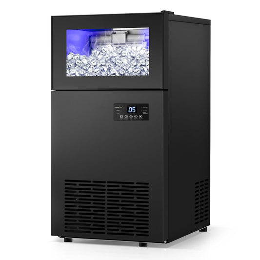 Commercail Ice Maker 130Lbs/24H with 35Lbs Ice Capacity,Upgraded 15" Wide Under Counter Ice Machine 45Pcs Ice Cubes,Commercial Ice Machine Self Clean Stainless Steel Built-in or Freestanding