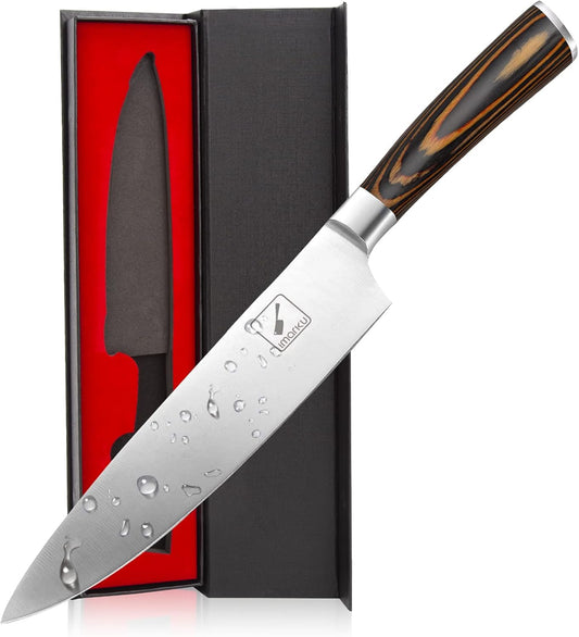 imarku Chef Knife - Pro Kitchen Knife 8 Inch Chef's Knives Japanese SUS440A Stainless Steel Sharp Paring Knife with Ergonomic Handle, Orange Handle, Gifts for Men and Women