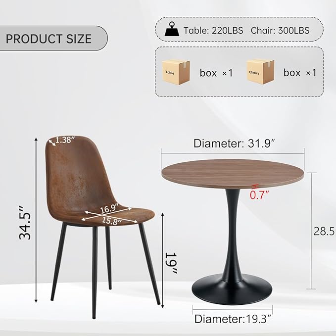 32" Round Dining Table Set for 4, Breakfast Table Set for 4, Round Kitchen Table and Chairs Set for Apartment,Break Room, Bistro,Living Hall, Small Space