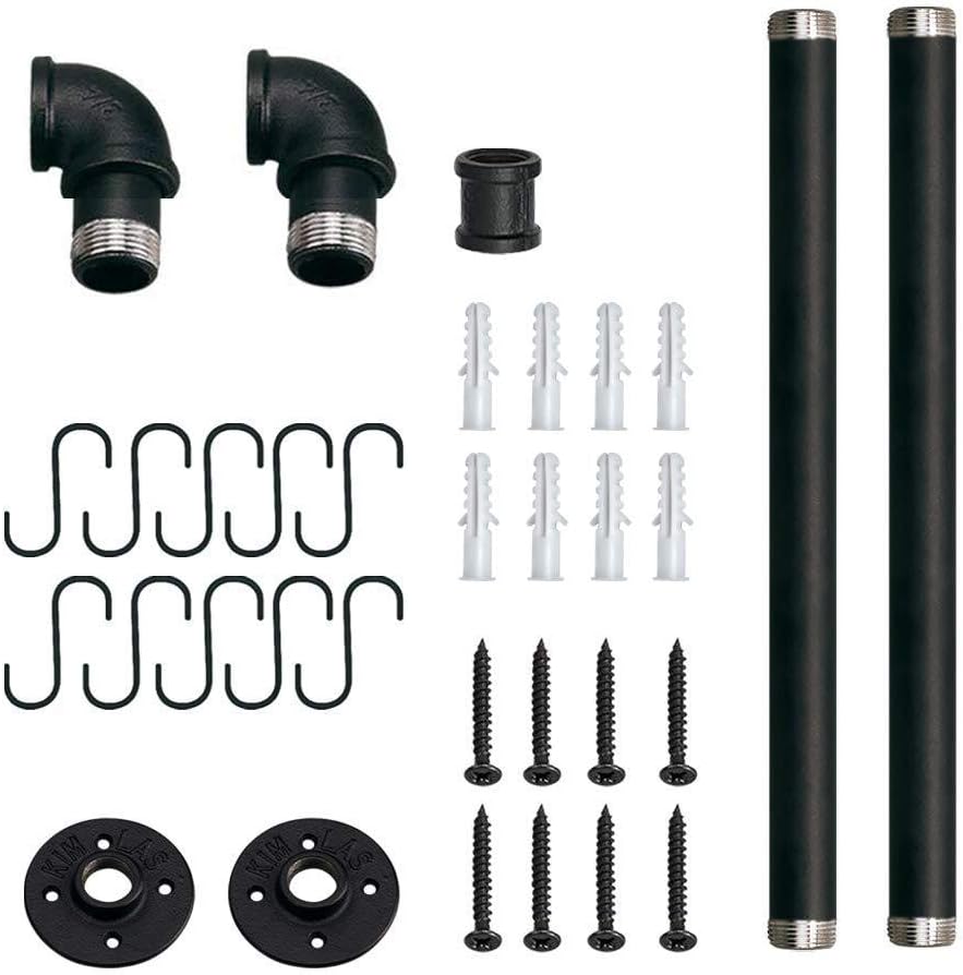 Toplife 23.7 inch Pot Rack, Kitchen Wall Mounted Detachable Pan Lid Utensils Organizer Hanging Rail with 10 Hooks, Black