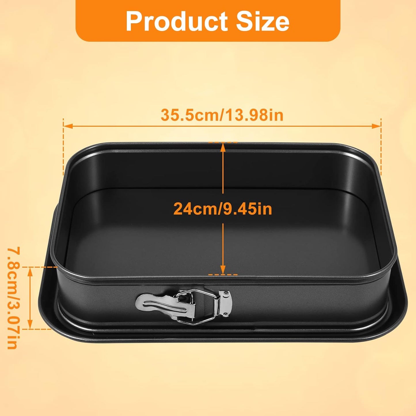Springform Cake Pan, 14 x 9.5Inch Rectangle Cheesecake Pan, Tiramisu Bakeware with Nonstick Removable Bottom, Non-Stick Baking Pan Mold Leakproof - Black